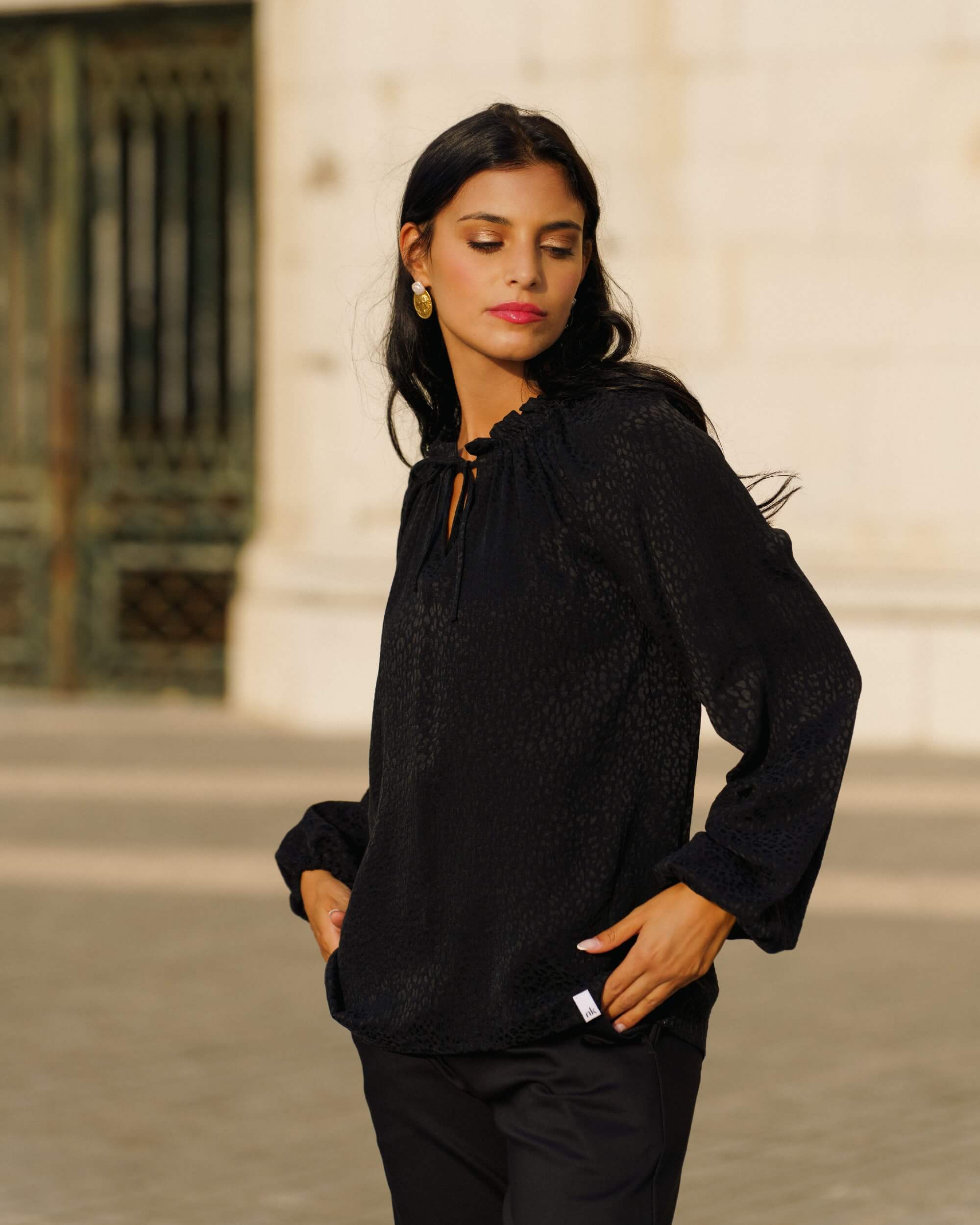 Paloma Blouse, Black Leo