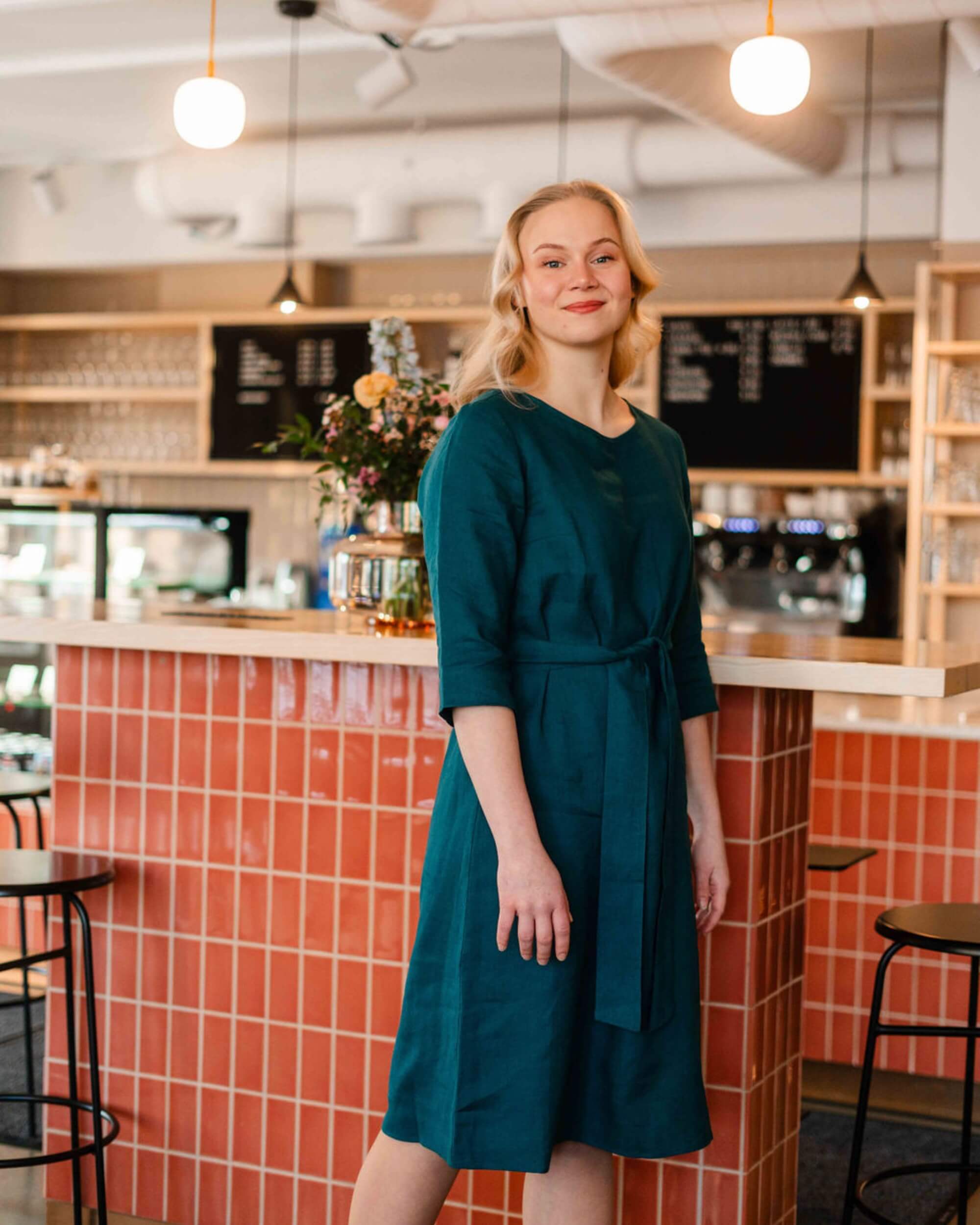 Classic Linen Dress, Crystal Teal