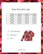 Basic-Print-Shirt, Scharlachrote Blütenblätter