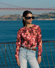 Casual Chic Print Shirt, Scarlet Petals