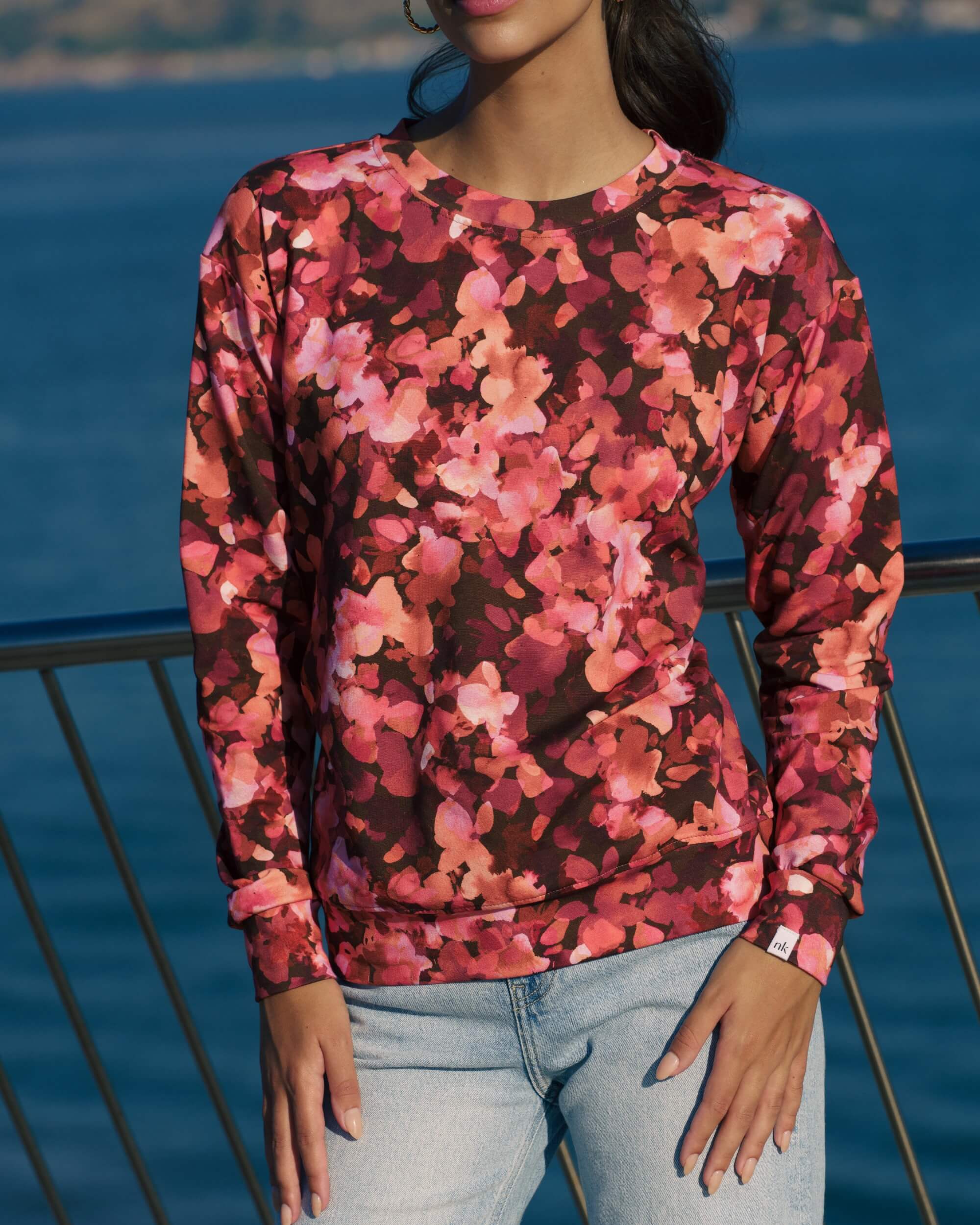 Casual Chic Print Shirt, Scarlet Petals