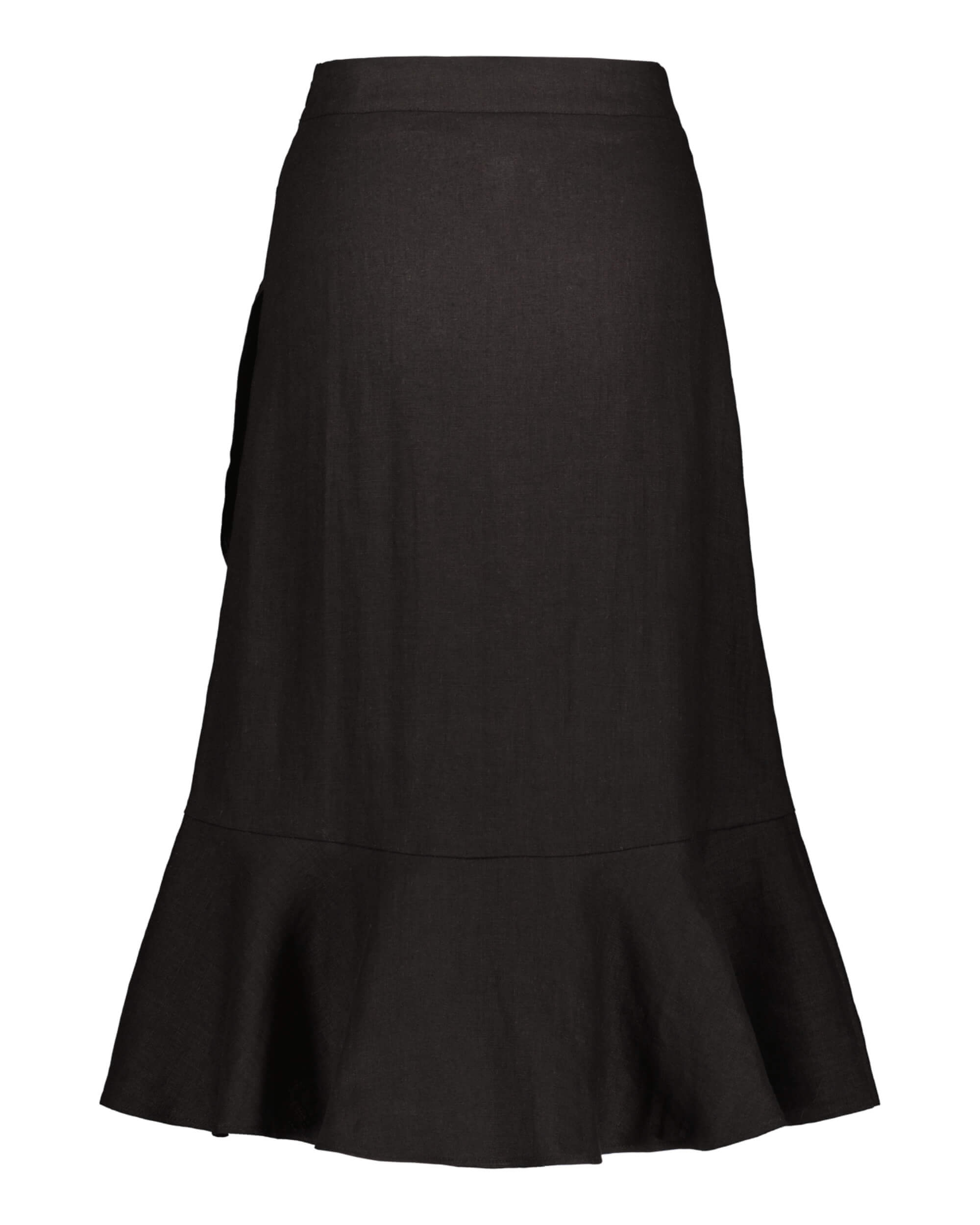 Linen Ruffle Skirt Black Nakoa Oy